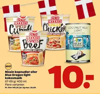 Netto Nissin kopnudler eller Blue Dragon light kokosmælk tilbud