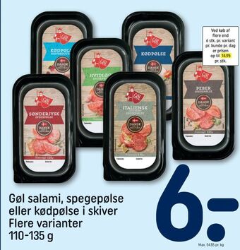 REMA 1000 Gøl salami, spegepølse eller kødpølse i skiver tilbud