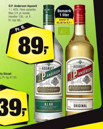 Calle O.P. Anderson Aquavit tilbud