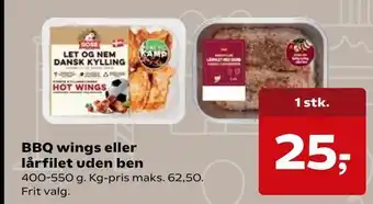 SuperBrugsen BBQ wings eller lårfilet uden ben tilbud