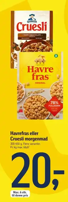 Føtex Havrefras eller Cruesli morgenmad tilbud