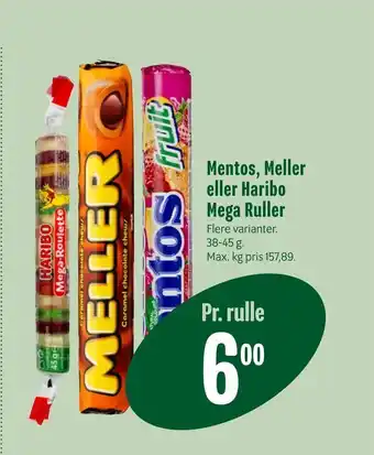 Min Købmand Mentos, Meller eller Haribo Mega Ruller tilbud