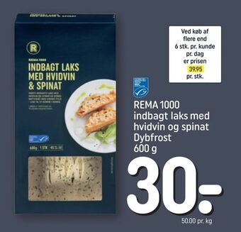 REMA 1000 REMA 1000 indbagt laks med hvidvin og spinat Dybfrost tilbud