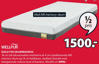 JYSK Wellpur Gold F30 Skummadras tilbud