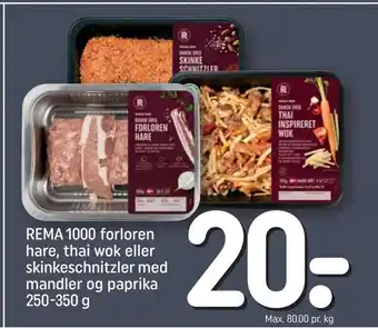REMA 1000 REMA 1000 forloren hare, thai wok eller skinkeschnitzler med mandler og paprika tilbud
