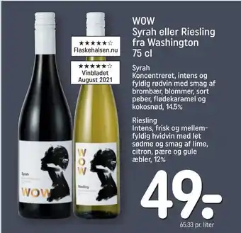 REMA 1000 WOW Syrah eller Riesling fra Washington tilbud