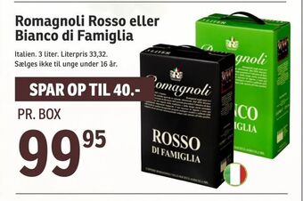 SPAR Romagnoli Rosso eller Bianco di Famiglia tilbud