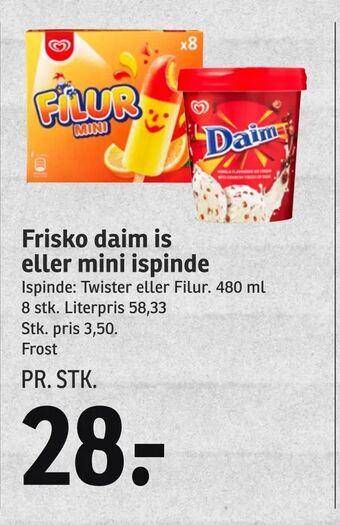 SPAR Frisko daim is eller mini ispinde tilbud