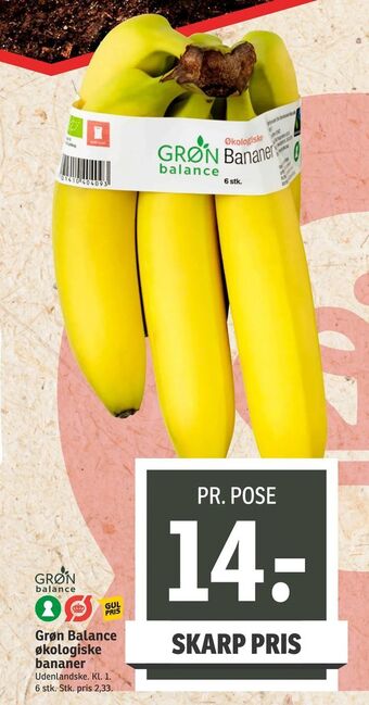 SPAR Grøn Balance økologiske bananer tilbud