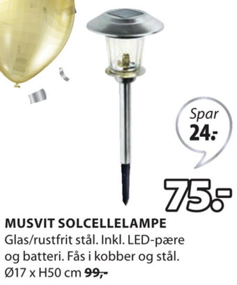 JYSK Musvit Solcellelampe tilbud