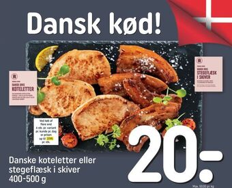 REMA 1000 Danske koteletter eller stegeflæsk i skiver tilbud