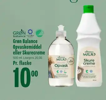 Min Købmand Grøn Balance Opvaskemiddel eller Skurecreme tilbud