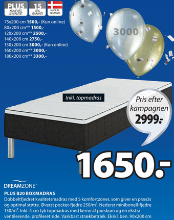 JYSK Dreamzone Plus B20 Boxmadras tilbud