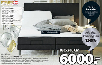 JYSK Dreamzone Gold E5 Foam Elevationsseng 180x200 Cm tilbud