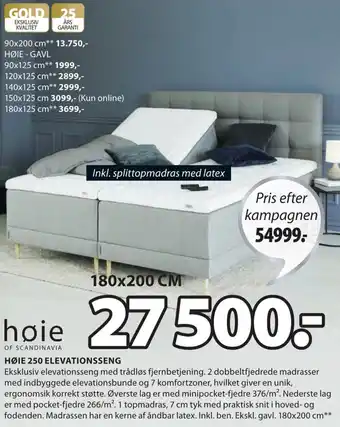 JYSK Høie Of Scandinavia Høie 250 Elevationsseng 180x200 Cm tilbud