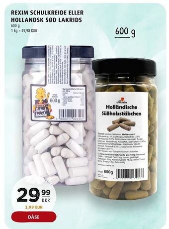 Scandinavian Park Rexim schulkreide eller hollandsk sød lakrids tilbud