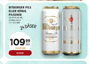 Scandinavian Park Bitburger pils eller könig pilsener tilbud