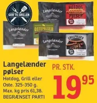 SPAR Langelænder Pølser 325-350 g tilbud