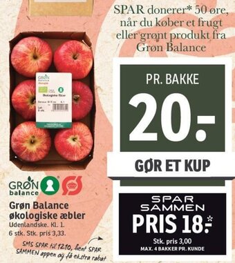 SPAR GrØn Balance Økologiske Æbler tilbud
