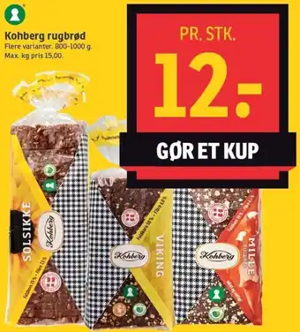 SPAR Kohberg Rugbrød 800-1000 g tilbud