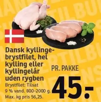 SPAR Dansk Kyllinge Brystfilet,Hel Kylling 800-2000 g tilbud