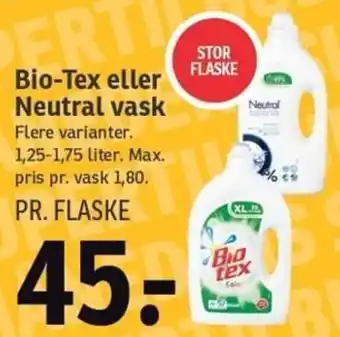 SPAR Bio Tex Eller Neutral Vask tilbud