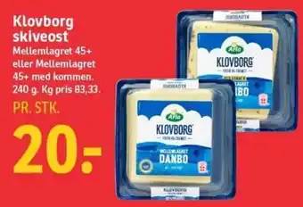 SPAR Klovborg Skiveost 240 g tilbud