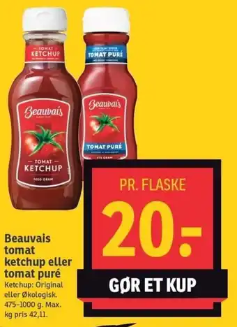 SPAR Beauvais Tomat Ketchup Eller Tomat Puré 475-1000 g tilbud
