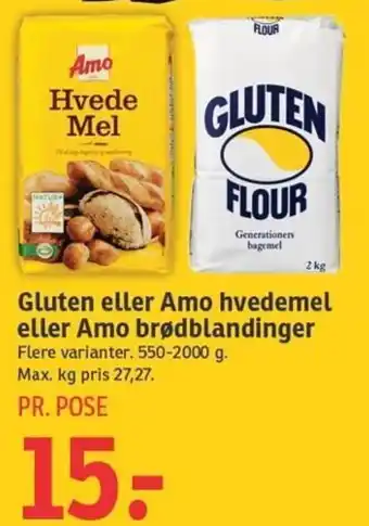 SPAR Gluten Eller Amo Hvedemel Eller Amo Br tilbud