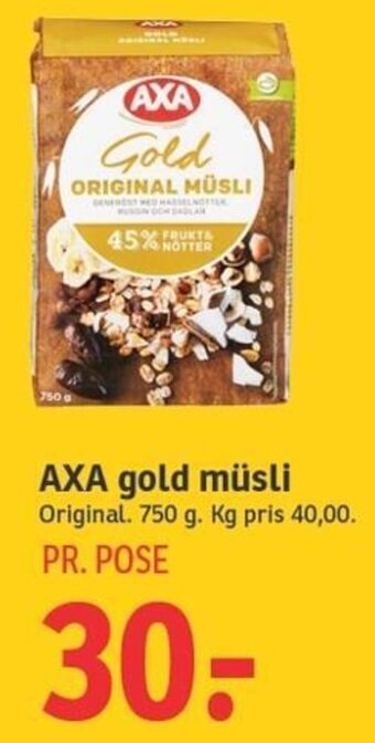 SPAR Axa Gold Müsli 750 g tilbud
