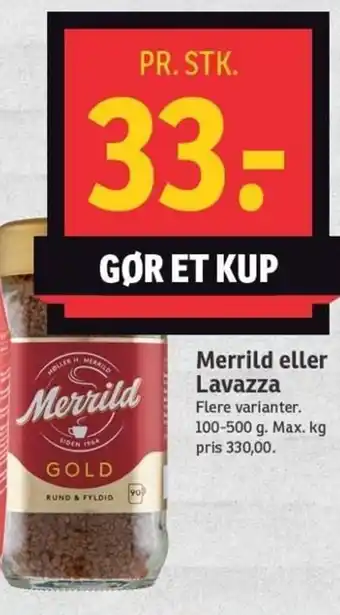 SPAR Merrild Eller Lavazza 100-500 g tilbud