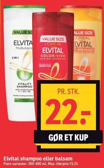 SPAR Elvital Shampoo Eller Balsam tilbud