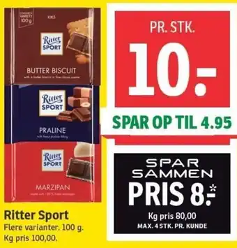 SPAR Ritter Sport 100 g tilbud
