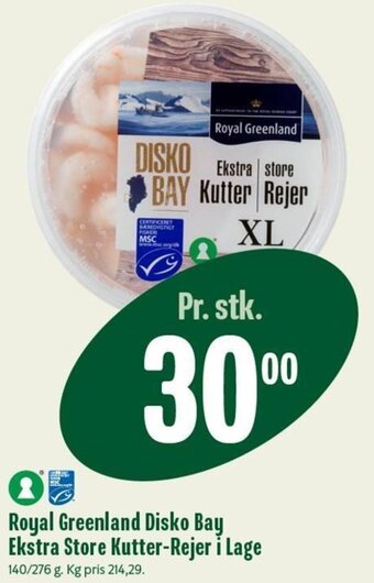 Min Købmand Royal Greenland Disko Bay Ekstra Store Kutter Rejer I Lage 140/276 g tilbud