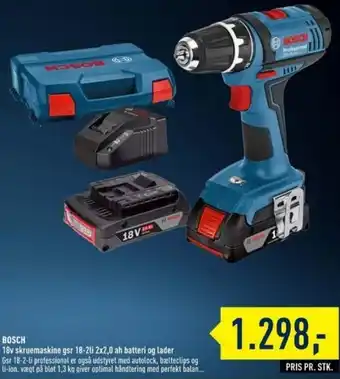 Johannes Fog Bosch 18v Skruemaskine Gsr 18-2li 2x2,0ah Batteri Og Lader tilbud