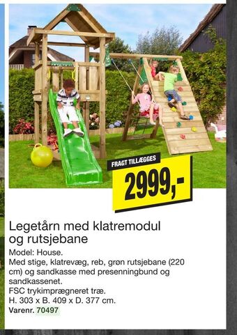 Harald Nyborg Legetårn med klatremodul og rutsjebane tilbud
