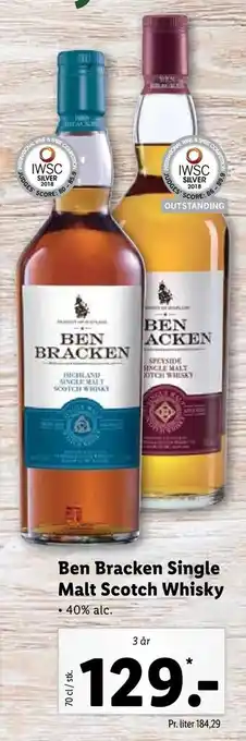 Let-Køb Ben Bracken Single Malt Scotch Whisky tilbud