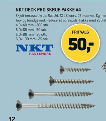 XL-BYG Nkt deck pro skrue pakke a4 tilbud