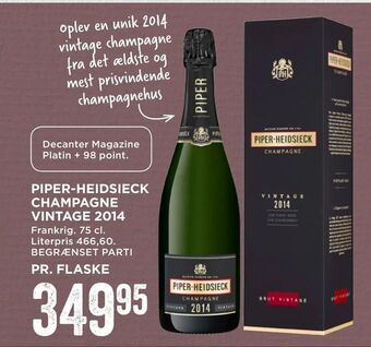 MENY Piper-heidsieck champagne vintage 2014 tilbud