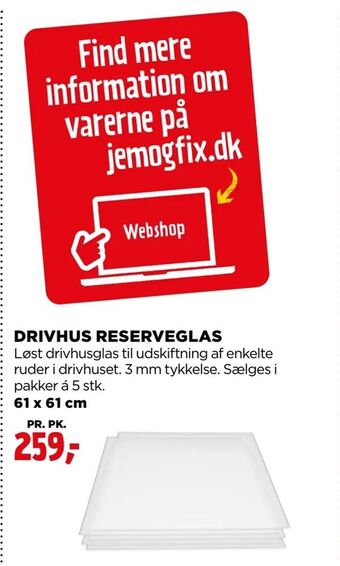 jem & fix Drivhus reserveglas tilbud