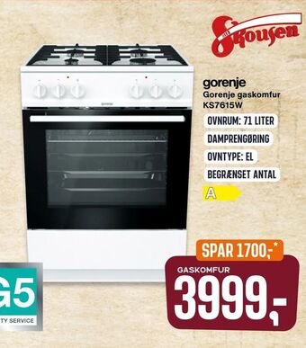 Gorenje gaskomfur KS7615W