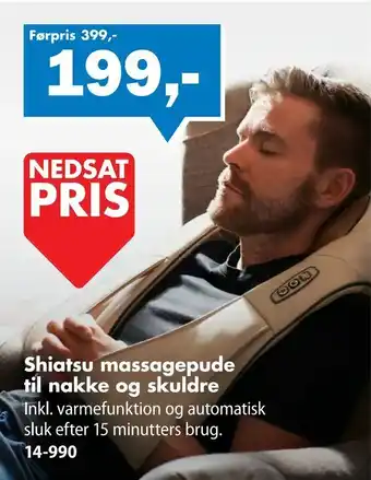 Biltema Shiatsu til nakke og skuldre massagepude tilbud
