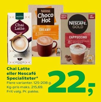 Coop 365 Chai Latte eller Nescafé Specialiteter tilbud