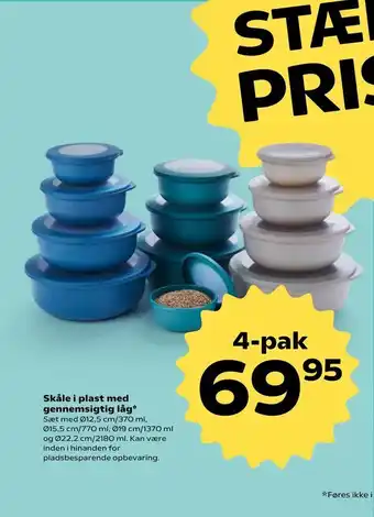 Kvickly Skåle i plast med gennemsigtig låg tilbud