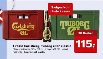 Kvickly 1 kasse Carlsberg, Tuborg eller Classic tilbud