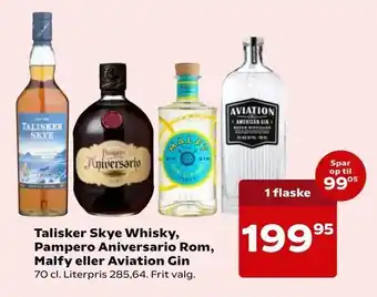 SuperBrugsen Talisker Skye Whisky, Pampero Aniversario Rom, Malfy eller Aviation Gin tilbud