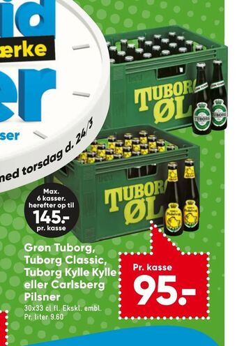 Bilka Grøn Tuborg, Tuborg Classic, Tuborg Kylle Kylle eller Carlsberg Pilsner tilbud