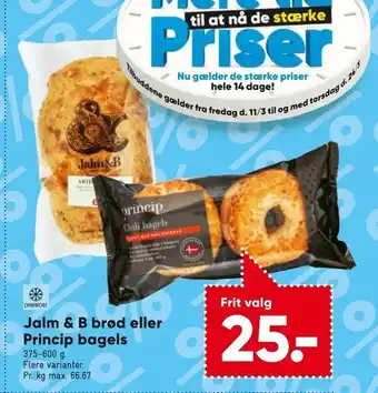 Bilka Jalm & B brød eller Princip bagels tilbud