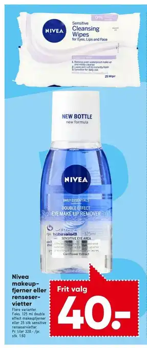 Bilka Nivea makeup fjerner eller renseser vietter tilbud