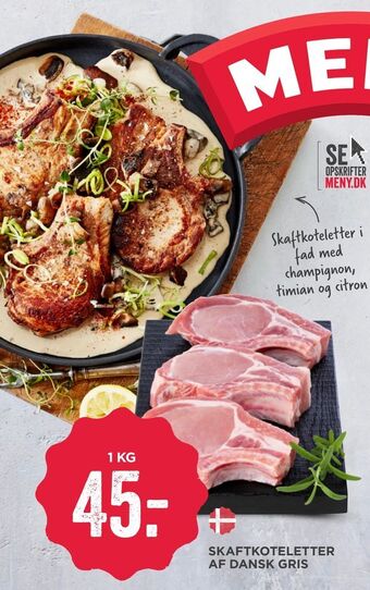 MENY Skaftkoteletter af dansk gris tilbud